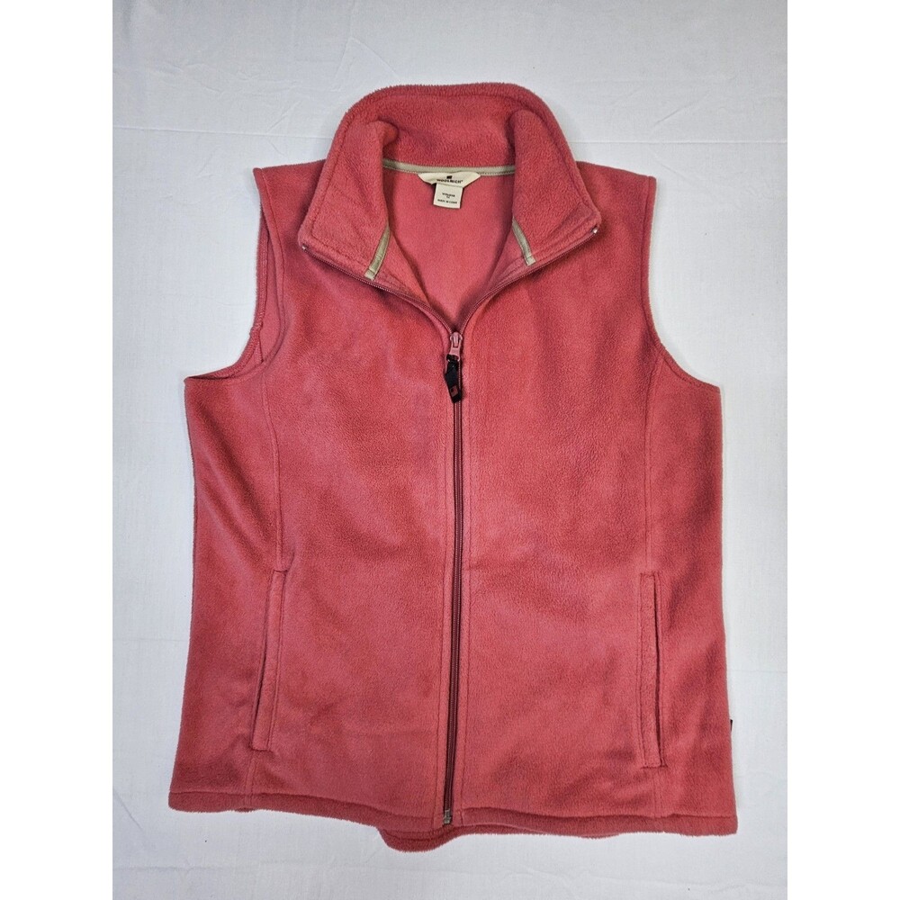 Woolrich Vest Women's Size Medium Red Soft Ruby Full Zip Winter Fleece M